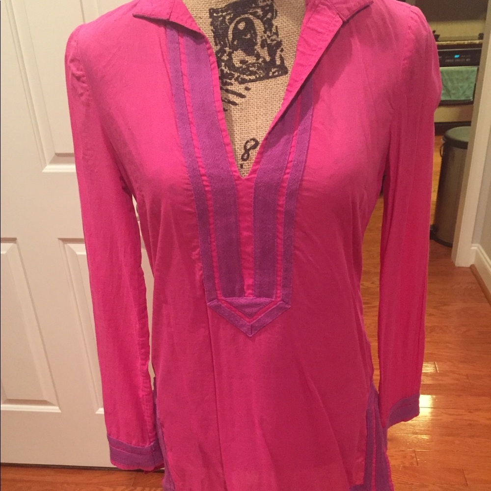 Tory Burch Pink Tunic with Purple Trim